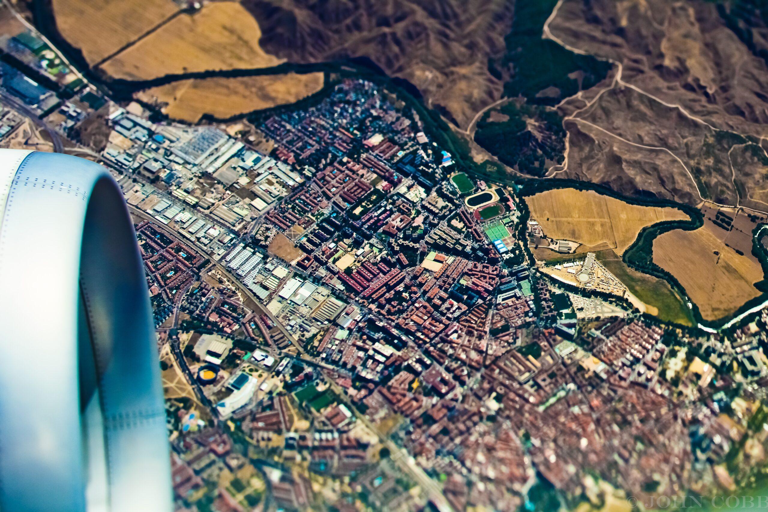 photo of city from an airplane window