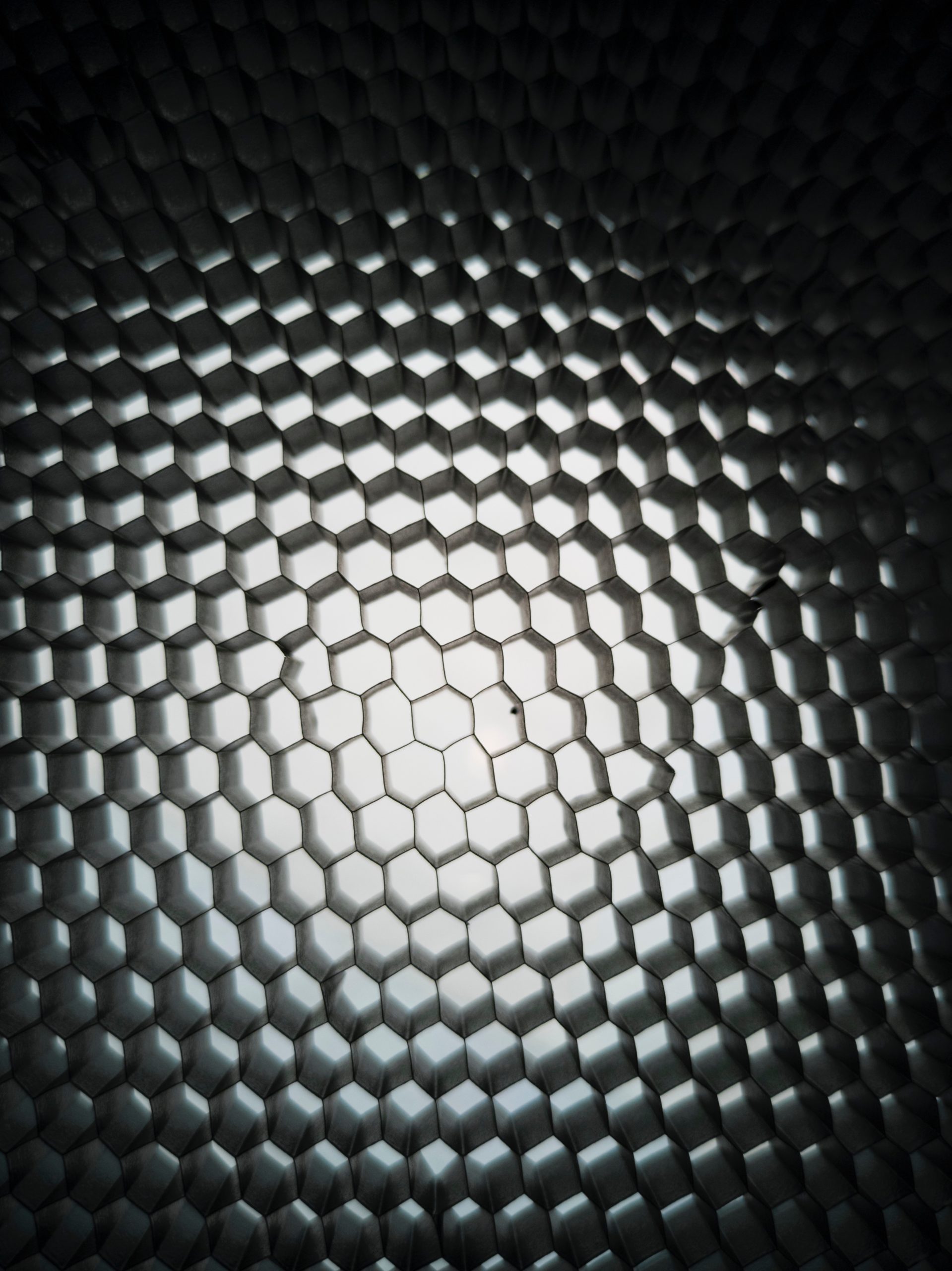 abstract texture of reflective hexagon surface