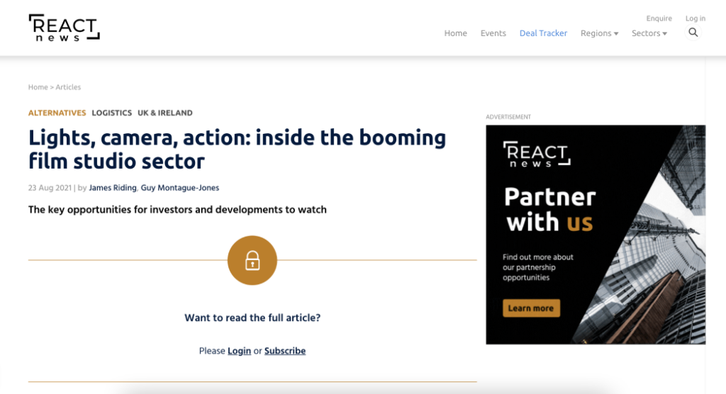 Screen shot of a WordPress paywall and membership web site