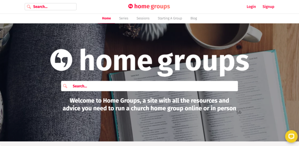 screen shot of content search at home groups